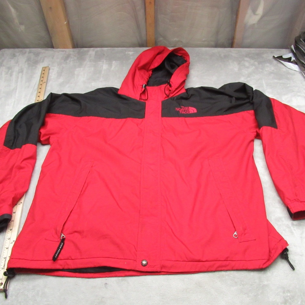 North Face Jacket Mens XL Red Full Zip Mesh Lined Shell Rain Wind Layering VTG